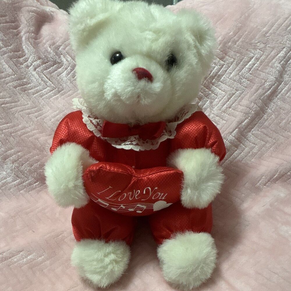 Main Joy Limited White & Red Plush Teddy Bear I Love You Pillow Valentines Day